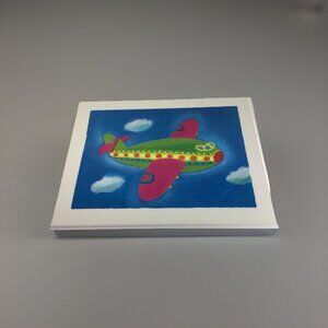 Airplane Wall Decor Plane Plaque Kids Art White Wood Childs Rm Nursery 20 x 16